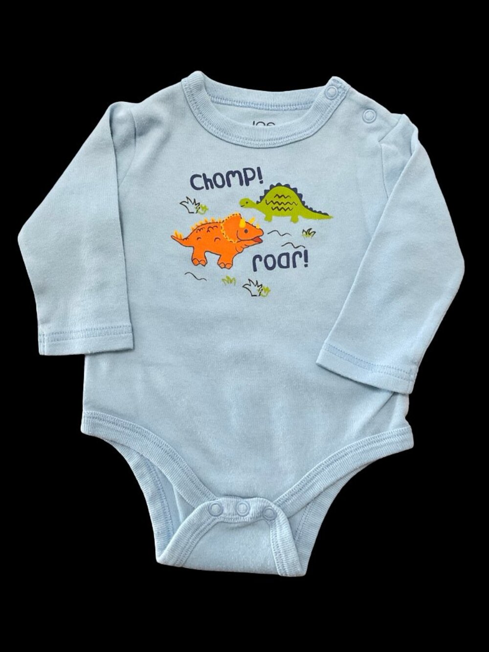 🌻10/$25  - Blue Long Sleeve Onesie w/ Dinosaur Graphic